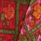 Cherry Red-Green-Multi Floral Frame Printed Cotton Sateen Fabric By the Yard